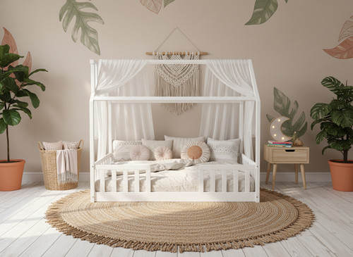 White montessori house bed - white,