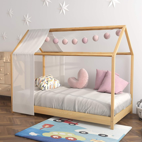 Kids house bed frame wooden - house,